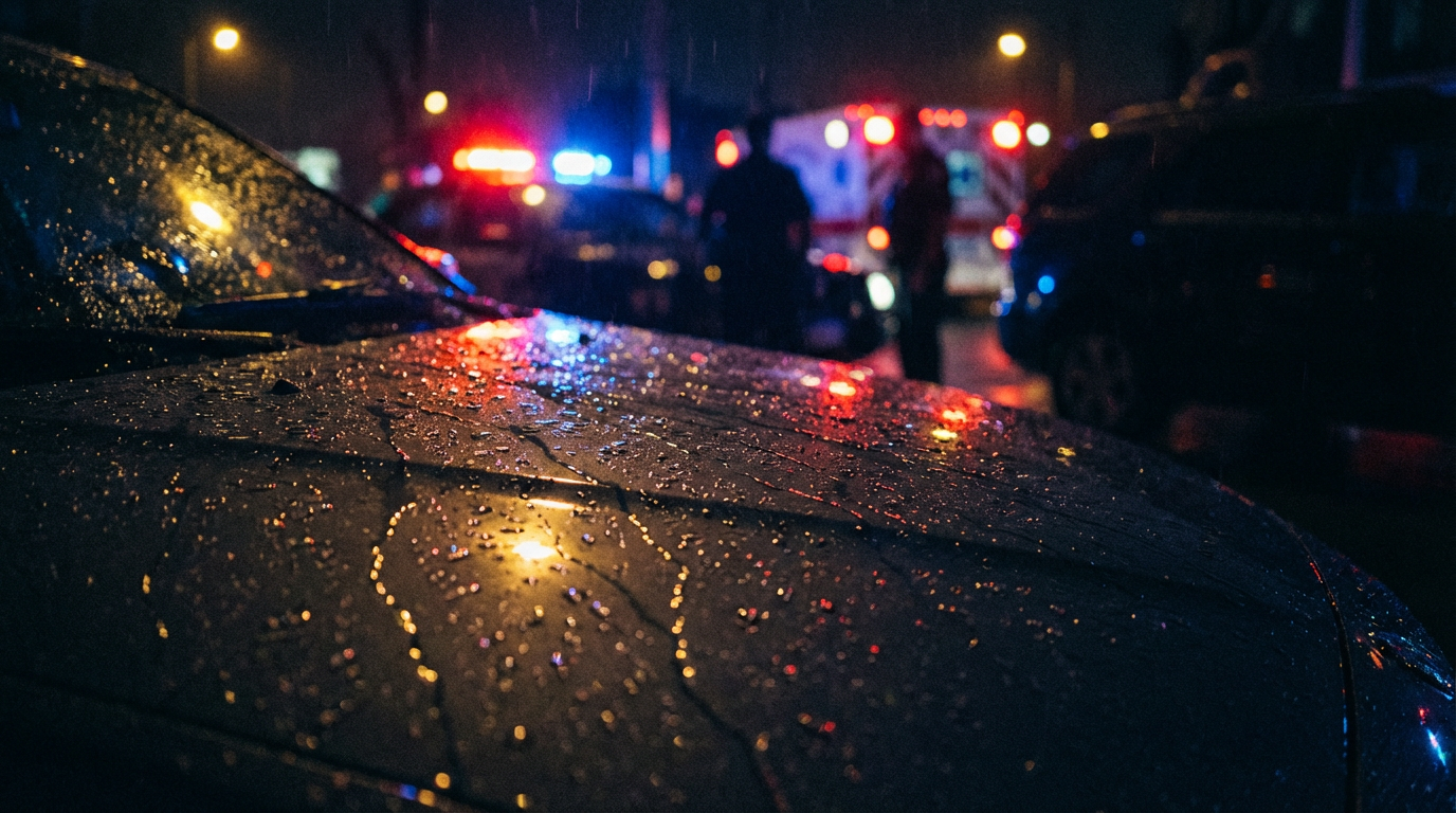 Luces de emergencia en la escena de un choque lateral